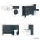 Bermuda Inky Blue Combination Vanity Basin and Hudson Toilet with Wooden Seat 1300mm