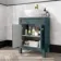 Bermuda Midnight Green Vanity with Marble Top & Oval Counter Top Basin 600mm - Brushed Brass Accents