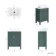 Bermuda Midnight Green Vanity with Marble Top & Curved Counter Top Basin 600mm - Brushed Brass Accents