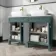 Bermuda Midnight Green Vanity with Marble Top & Curved Counter Top Basin 1200mm - Brushed Brass Accents