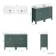 Bermuda Midnight Green Vanity with Marble Top & Curved Counter Top Basin 1200mm - Brushed Brass Accents