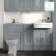 Monaco Dove Grey Combination Vanity Traditional Basin 1500mm (Excludes Pan & Cistern) - Brushed Brass Accents