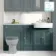 Monaco Midnight Green Combination Vanity Basin with Marble Top 1500mm (Excludes Pan & Cistern) - Brushed Brass Accents