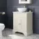 Lucia Chalk White Vanity with Marble Top & Round Counter Top Basin 640mm - Brushed Brass Accents
