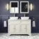 Lucia Chalk White Double Vanity with Marble Top & Curved Counter Top Basin 1200mm - Brushed Brass Accents