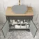 Lucia Graphite Grey Cabinet with Oak Effect Top 840mm (Excludes Counter Top Basin) - Brushed Brass Accents