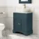 Lucia Inky Blue Vanity with Marble Top & Curved Counter Top Basin 640mm - Brushed Brass Accents