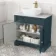 Lucia Inky Blue Vanity with Marble Top & Curved Counter Top Basin 840mm - Brushed Brass Accents