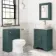Lucia Midnight Green Vanity with Marble Top & Curved Counter Top Basin 640mm - Brushed Brass Accents