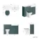Monaco Midnight Green Combination Vanity Basin with Marble Top & Hudson Toilet with Wooden Seat 1200mm