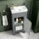 Bermuda Dove Grey Cloakroom Basin Vanity 400mm - Brass Knurled Handles