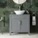 Bermuda Dove Grey Vanity with Oval Counter Top Basin 800mm - Brass Knurled Handles