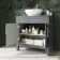 Bermuda Dove Grey Vanity with Oval Counter Top Basin 800mm - Brass Knurled Handles