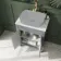 Bermuda Dove Grey Cabinet with Marble Top 600mm Excludes Counter Top Basin - Brass Knurled Handles