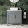 Bermuda Dove Grey Vanity with Marble Top & Curved Counter Top Basin 800mm - Brass Knurled Handles