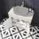 Bermuda Chalk White Cabinet with Marble Top 800mm Excludes Counter Top Basin - Brass Knurled Handles
