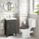 Bermuda Graphite Grey Basin Vanity 500mm - Brass Knurled Handles