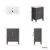Bermuda Graphite Grey Basin Vanity 600mm - Brass Knurled Handles