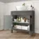 Bermuda Graphite Grey Vanity with Marble Top & Oval Counter Top Basin 800mm - Brass Knurled Handles