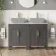 Bermuda Graphite Grey Cabinet with Marble Top 1200mm Excludes Counter Top Basins - Brass Knurled Handles