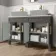 Bermuda Graphite Grey Cabinet with Marble Top 1200mm Excludes Counter Top Basins - Brass Knurled Handles