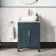Bermuda Inky Blue Vanity with Marble Top & Curved Counter Top Basin 600mm - Brass Knurled Handles