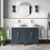 Bermuda Inky Blue Vanity with Marble Top & Oval Counter Top Basin 1200mm - Brass Knurled Handles