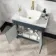 Bermuda Inky Blue Vanity with Marble Top & Curved Counter Top Basin 800mm - Brass Knurled Handles