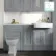 Monaco Dove Grey Combination Vanity Basin with Marble Top 1500mm (Excludes Pan & Cistern) - Brass Knurled Handles