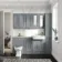 Monaco Dove Grey Combination Vanity Traditional Basin with Marble Top 1500mm (Excludes Pan & Cistern) - Brass Knurled Handles