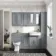 Dove Grey Wall Hung Cabinet 700x600mm - Brass Knurled Handles