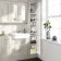 Monaco Chalk White Floor Standing Tall Cabinet Unit 300mm - Brass Knurled Handles
