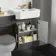 Monaco Graphite Grey Combination Vanity Traditional Basin with Marble Top 1200mm (Excludes Pan & Cistern) - Brass Knurled Handles