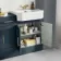 Monaco Inky Blue Traditional Basin Vanity and Back To Wall Unit 1500mm (Excludes Pan & Cistern) - Brass Knurled Handles