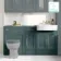 Monaco Midnight Green Basin Vanity and Back To Wall Unit 1500mm (Excludes Pan & Cistern) - Brass Knurled Handles