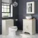 Lucia Chalk White Vanity with Oak Effect Top & Round Counter Top Basin 640mm - Brass Knurled Handles
