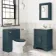 Lucia Inky Blue Vanity with Marble Top & Undermount Basin 630mm - Brass Knurled Handles