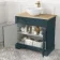 Lucia Inky Blue Vanity with Oak Effect Top & Round Counter Top Basin 840mm - Brass Knurled Handles