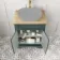 Lucia Midnight Green Cabinet with Oak Effect Top 640mm (Excludes Counter Top Basin) - Brass Knurled Handles