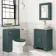 Lucia Midnight Green Vanity with Marble Top & Curved Counter Top Basin 640mm - Brass Knurled Handles