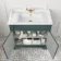 Lucia Midnight Green Basin Vanity 830mm - Brass Knurled Handles
