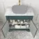 Lucia Midnight Green Cabinet with Marble Top 840mm (Excludes Counter Top Basin) - Brass Knurled Handles