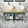 Lucia Midnight Green Double Vanity with Oak Effect Top & Oval Counter Top Basin 1200mm - Brass Knurled Handles
