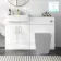 Harper Gloss White Basin Vanity with Marble Top & Back To Wall Unit 1200mm (Excludes Toilet) - Brushed Brass Accents