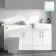 Harper Gloss White Combination Vanity Basin with Marble Top 1500mm (Excludes Toilet) - Brushed Brass Accents