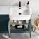 Harper Navy Blue Basin Vanity and Back To Wall Toilet Unit 1200mm (Excludes Toilet) - Black Accents - Right Handed