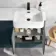 Harper Navy Blue Combination Vanity Basin and Houston Toilet 1200mm - Black Accents - Right Handed