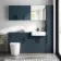 Harper Navy Blue Combination Vanity Basin and Boston Toilet 1500mm - Black Accents