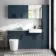 Harper Navy Blue Combination Vanity Basin with Marble Top & Boston Toilet 1500mm - Black Accents