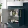 Harper Navy Blue Basin Vanity and Back To Wall Toilet Unit 1200mm (Excludes Toilet) - Brushed Brass Accents - Left Handed